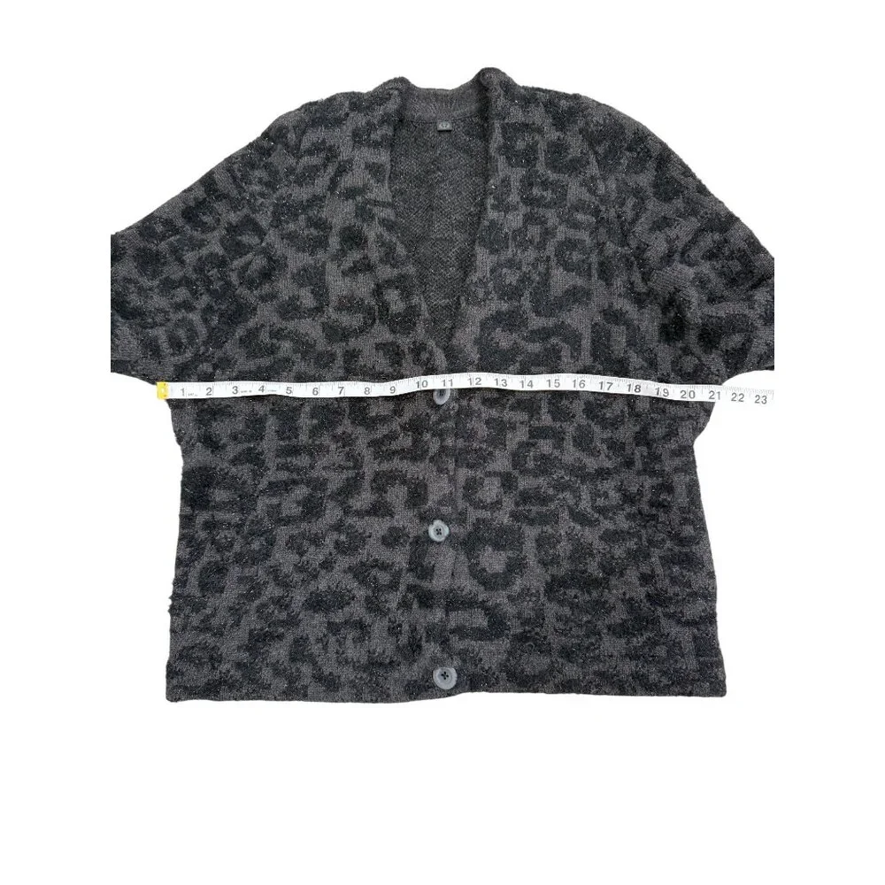 Lululemon Jacquard Cardigan Knit Leopard Graphite Grey Black Merino Wool XS - Picture 8 of 11